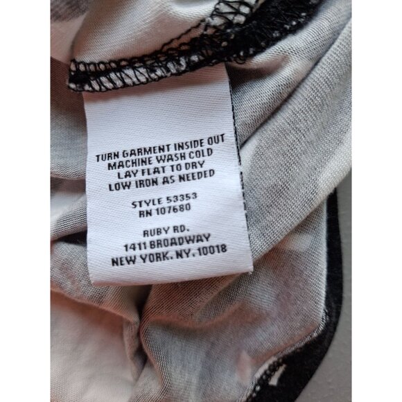 Ruby Rd Womens Tunic Top PXL Black White Leaf Print Blouse 3/4 Sleeve Lagenlook - Picture 5 of 8